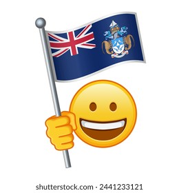 Emoji with Tristan da Cunha flag Large size of yellow emoji smile