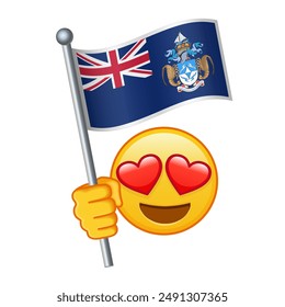 Emoji with Tristan da Cunha flag Large size of yellow emoji smile