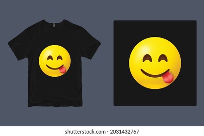 emoji t-shirt design. Vector print, typography, poster. Global swatches.