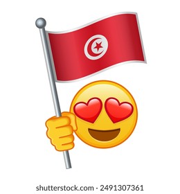 Emoji with Tunisia flag Large size of yellow emoji smile