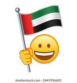 Emoji with United Arab Emirates flag Large size of yellow emoji smile