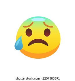 Emoji disgusta cara de icono plano para el diseño web. Icono de círculo de emoción amarilla caricatura sonriendo, riendo y llorando ilustraciones vectoriales aisladas