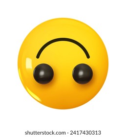 Emoji Upside down smile face. Emotion 3d cartoon icon. Yellow round emoticon. Vector illustration