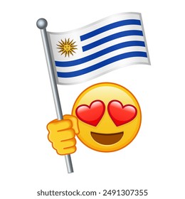 Emoji with Uruguay flag Large size of yellow emoji smile