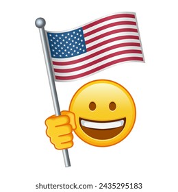 Emoji with USA flag Large size of yellow emoji smile