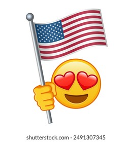 Emoji with USA flag Large size of yellow emoji smile