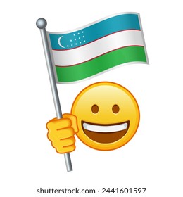 Emoji with Uzbekistan flag Large size of yellow emoji smile