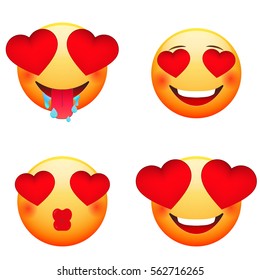 Emoji for Valentines Day. Love emoticons set. Valentines characters