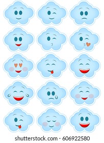 Emoji vector clouds icons set.