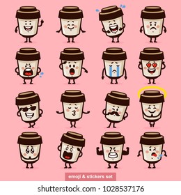 emoji vector coffee stickers funny-cartoon emoticons