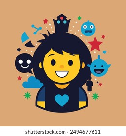 Emoji Vektorgrafik Design mit Silhouette 