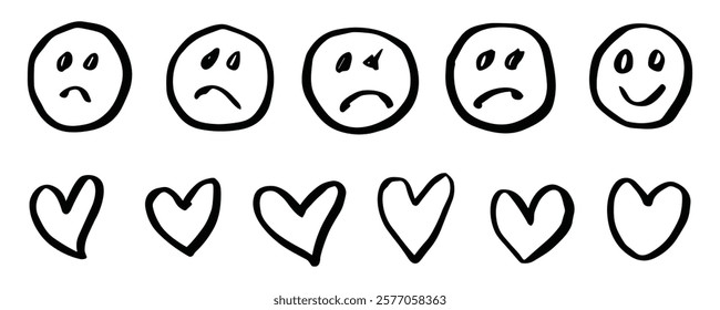 emoji vector. emotional expression. hand-drawn faces