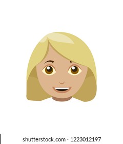 Emoji vector happy female face