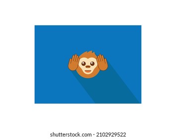 Emoji Vector Hear No Evil Monkey With Blue Background