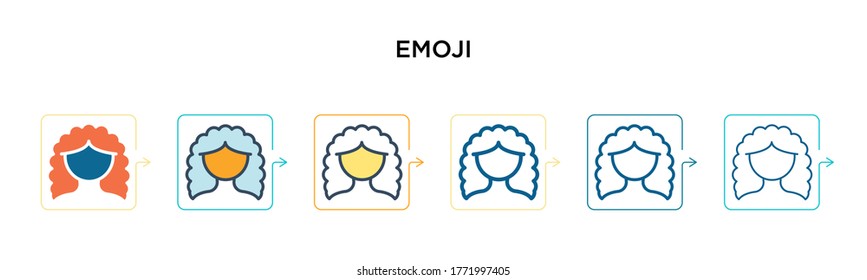 Icono vector emmoji en 6 estilos modernos diferentes. Iconos de emoji negros, de dos colores, diseñados con un estilo relleno, contorno, línea y trazo. La ilustración vectorial se puede usar para web, móvil, ui