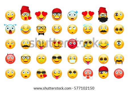 Emoji vector illustration. Emoticons isolated on white background. 40 Different Emoticon.