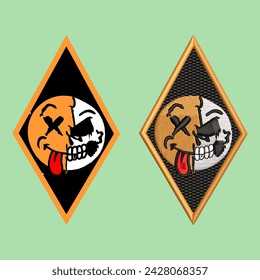 emoji vector logo with embroidered spooky theme