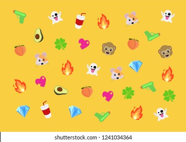 Emoji vector pattern set of different emojis