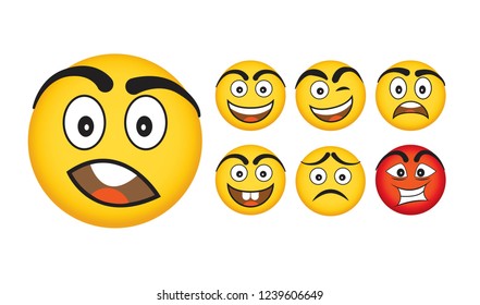 Emoji Vector Set Collection in Modern Style, Isolated. Vector illustration.