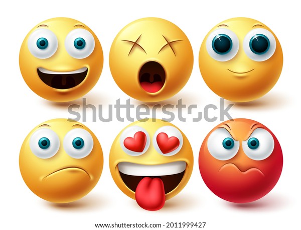 Emoji Vector Set Emojis Emoticon Happy Stock Vector (Royalty Free ...