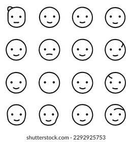 Emoji-Vektorgrafik-Set in minimaler Linie