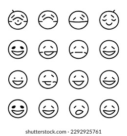 Emoji Vector Set in Minimal Line Art Drawing