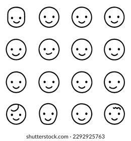 Emoji-Vektorgrafik-Set in minimaler Linie