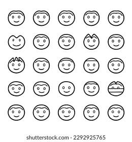 Emoji Vector Set in Minimal Line Art Drawing
