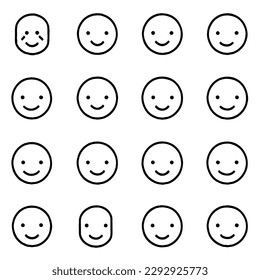 Emoji Vector Set in Minimal Line Art Drawing