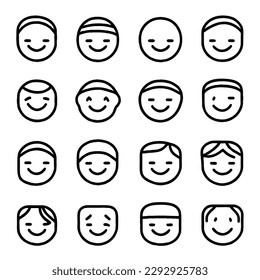 Emoji Vector Set in Minimal Line Art Drawing