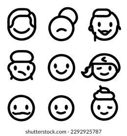 Emoji Vector Set in Minimal Line Art Drawing