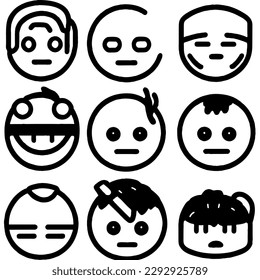 Emoji Vector Set in Minimal Line Art Drawing