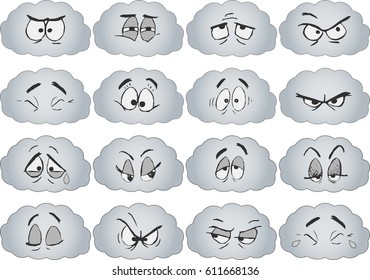Emoji vectors clouds set