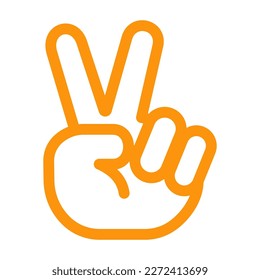 Emoji Victory Hand Isolated Vector Illustration On White Background. Icon Emoticon