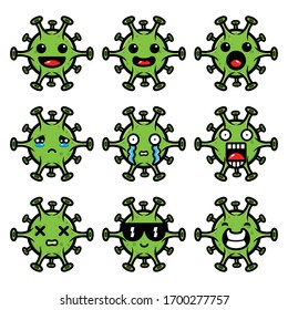 Emoji virus character vector design
