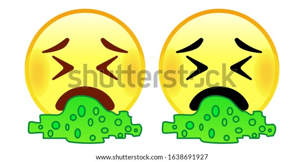 Emoji Vomiting Yellow Face Scrunched Xshaped Stock Vector (Royalty Free ...