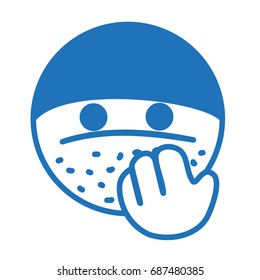 emoji w. thoughtful thug scratching his bristle, emoticon w. pirate wearing a bandanna covering his cheeck with palm, simplistic facial expression vector illustration, funny cartoon character, eps 10