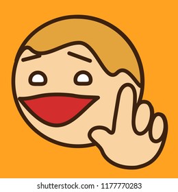 emoji with a waiter asking a client to stand by, a man with a confused face that is raising his index finger in a "just a moment" gesture to ask people to wait a minute for him to be right back