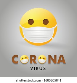 Emoji wearing protective mask to avoid corona virus