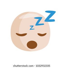 emoji white asleep. Isolated Vector Illustration. Flat style