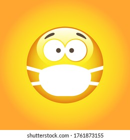 Emoji With White Mouth Mask - Yellow Face White Surgical Mask