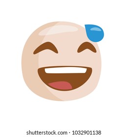 emoji white shy. Isolated Vector Illustration. Flat style