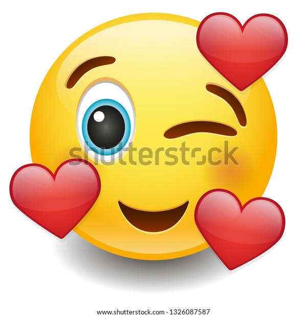 Emoji Wink Hearts Icon Communication Design Stock Vector (Royalty Free ...