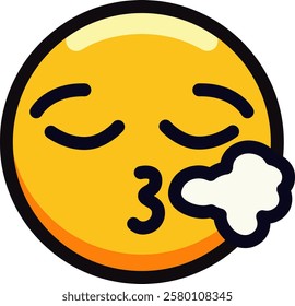 Emoji of a yellow face blowing a puff of air with closed eyes.