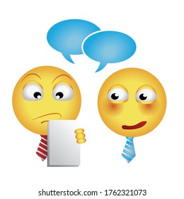 The emoji yellow face job interview, office emoji’s.