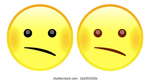 Emoji A yellow face with open eyes and a skewed frown, as if scrunching its cheeks or chewing its lips. A look of feeling unsure. 