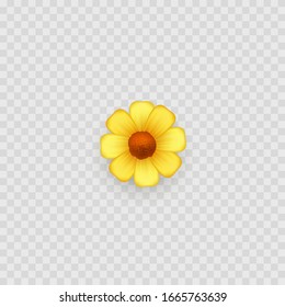 Emoji Yellow flower icon. Spring, summer. Vector