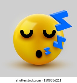 Emoji yellow Sleeping face. Cute Sleeping Emoticon. 3D illustration for chat or message. Vector illustration