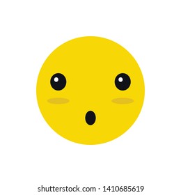 Emoji. Yellow emoji. Surprised emoji. Icon. White background. Vector illustration. EPS 10.