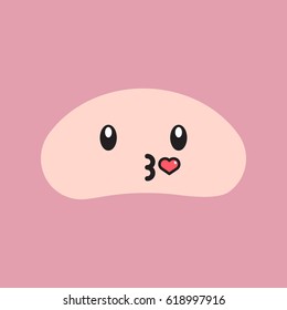 Emoji,emoticon,smile icon in kawaii,cartoon style. Love emotion,kissing.